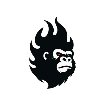 Gorilla fire Head logo vector template 