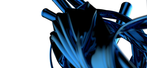 Aqua Serenity: Abstract 3D Blue Wave Illustration for Tranquil Designs