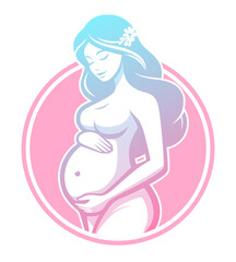 pregnant woman logo - pink blue gradient (artwork 4)