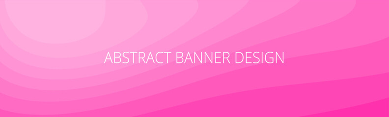 Pink and white abstract banner with wavy pattern and gradient shades, dynamic curve shapes. Background template