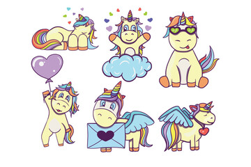 Obraz na płótnie Canvas Unicorn Bundle, Unicorn birthday, Baby Unicorn Layered, Unicorn clipart, Cute Magical Rainbow, Unicorn Clipart, Baby Girl Newborn, Birthday, unicorn cake topper, Nursery, cut file, for, Cricut, Silhou