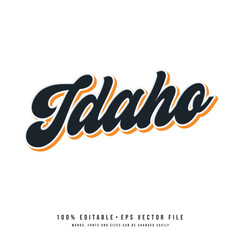 Idaho text effect vector. Editable 3d college t-shirt design printable text effect vector