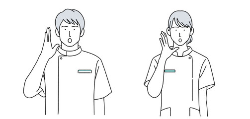 ケーシーを着た男女のイラスト 医療従事者