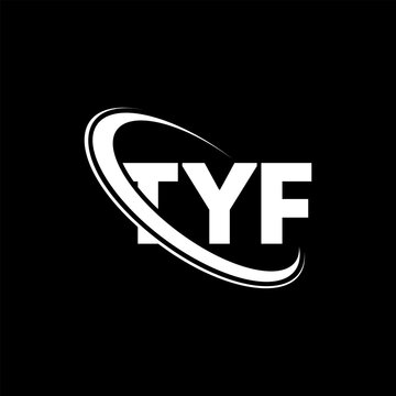 TYF logo. TYF letter. TYF letter logo design. Initials TYF logo linked with circle and uppercase monogram logo. TYF typography for technology, business and real estate brand.