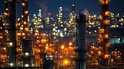 Oil refinery at night