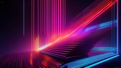 Fototapeta na wymiar abstract glowing ascending lines futuristic Technology neon background, cyberspace, Digital ultraviolet wallpaper, digital business background
