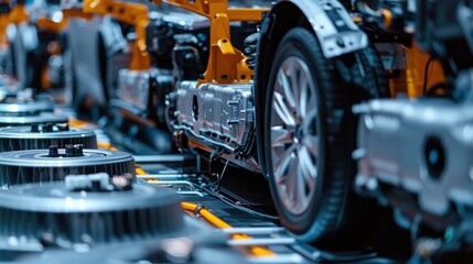 Fototapeta premium Electric vehicle operating system Lithium batteries in electric vehicles