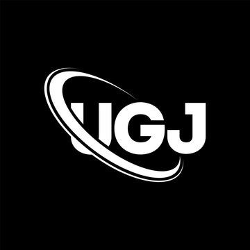 UGJ logo. UGJ letter. UGJ letter logo design. Initials UGJ logo linked with circle and uppercase monogram logo. UGJ typography for technology, business and real estate brand.