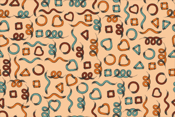 Obraz premium Seamless childish doodle pattern for design of backgrounds, fabrics, wallpapers, covers, wrappers, etc.