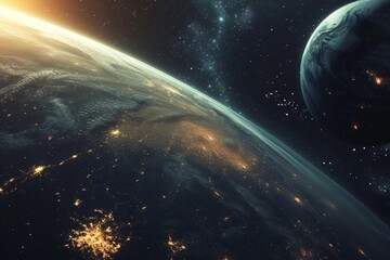 Obraz premium A cosmic courier service delivering messages and parcels across galaxies Connecting distant worlds and their inhabitants