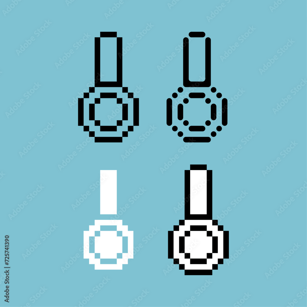 Poster pixel art outline sets icon of medal winner variation color.medallion icon on pixelated style. 8bits
