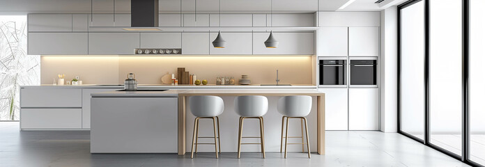A modern and simple kitchen looks elegant.
