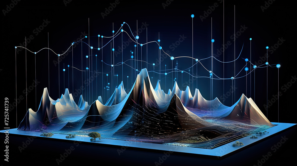 Leinwandbilder abstract business graph in mountain style. data connection concept element for business