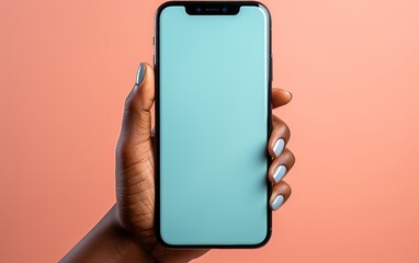 a Hand Holding a Smartphone Against a Vibrant Background