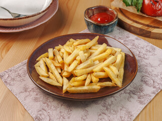 french fries potato on the table