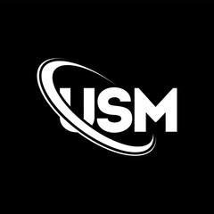 USM logo. USM letter. USM letter logo design. Initials USM logo linked with circle and uppercase monogram logo. USM typography for technology, business and real estate brand.