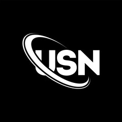 USN logo. USN letter. USN letter logo design. Initials USN logo linked with circle and uppercase monogram logo. USN typography for technology, business and real estate brand.