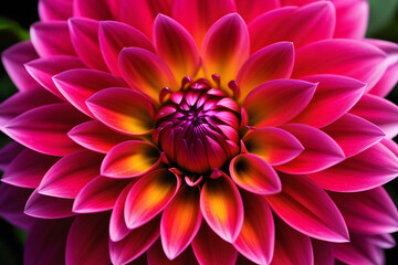 Stunning Dahlia Flower in Full Bloom with Vibrant Pink Petals and Yellow Center