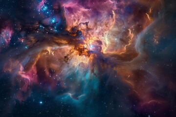 Fototapeta premium A tranquil nebula in deep space With vibrant colors and swirling dust clouds