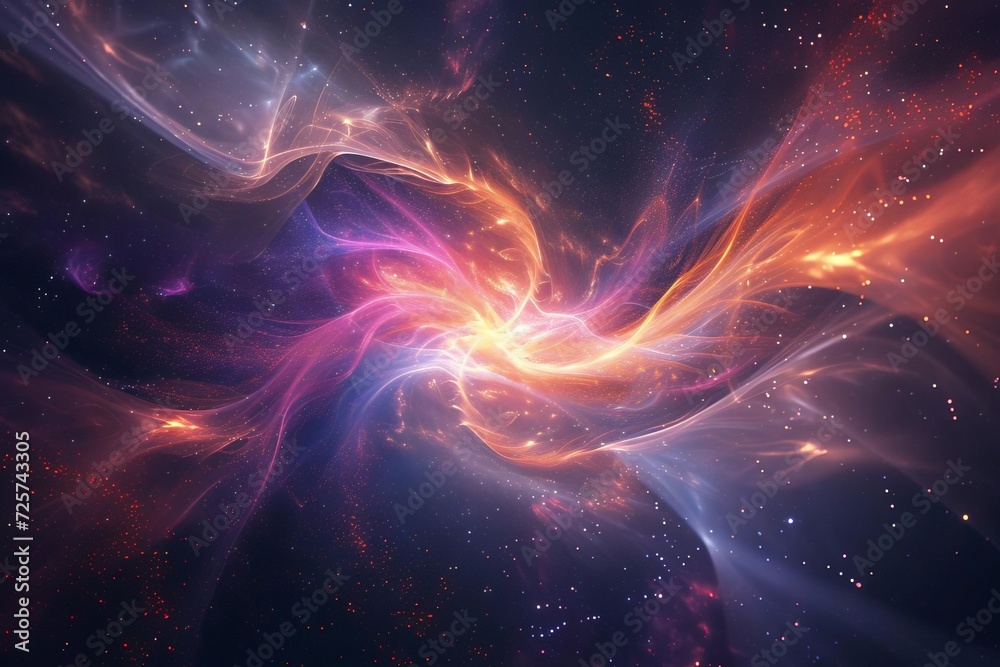Wall mural an abstract cosmic concept with intertwining light and dark energy streams