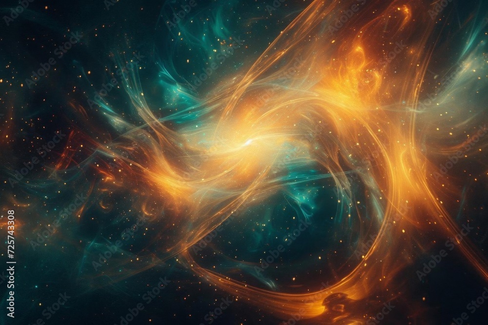 Wall mural an abstract cosmic concept with intertwining light and dark energy streams