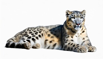 snow leopard panthera uncia leopard full length isolated on white background