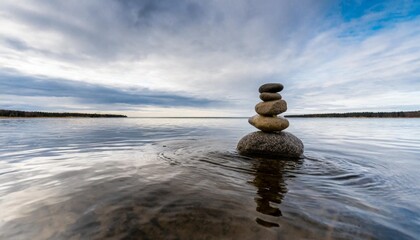 zen stone thrown on the water widescreen