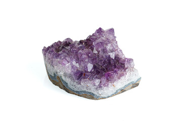 Amethyst mineral stone macro on white background