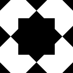 Seamless geometric pattern in arabic style Zellij in black and white