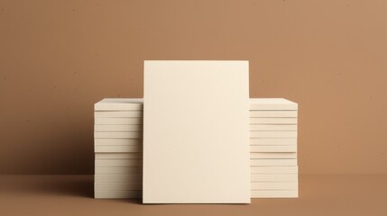 Stack of white paper card blank templates.