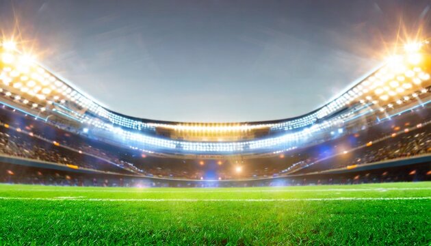 american football stadium with bright lights sports background