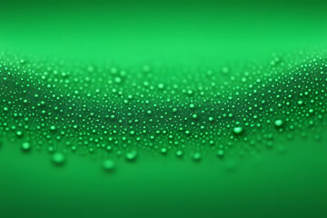 Green water drops background with smooth blurred surface and soft focus