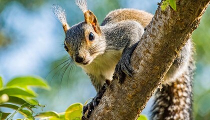 close up of a giant indian squirrel on a tree