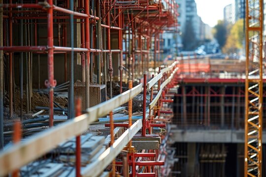 Low angle view of building construction site
