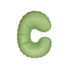 3D pastel light green color helium balloon letter C