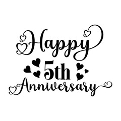 Anniversary typography design on plain white transparent isolated background for card, shirt, hoodie, sweatshirt, apparel, tag, mug, icon, poster or badge