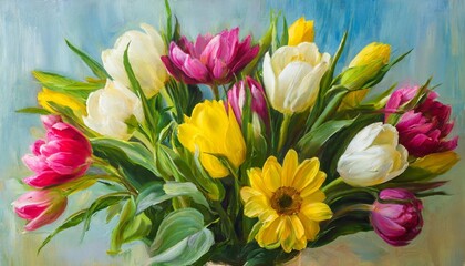 Obraz na płótnie Canvas oil painting a bouquet of flowers