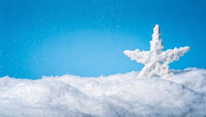 winter christmas background with white snow isolated on blue
