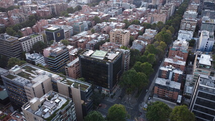 Aerial photography of the city of Bogotá, with its buildings and beautiful colors.