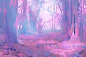 Magical forest,  Fantasy forest with fog