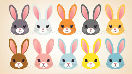 A Set of Rabbits in Various Colors
