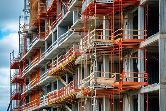 Low angle view of building construction site