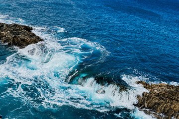Landscape on the coast of the Atlantic Ocean in the town of Ajuy, Fuerteventura, Spain