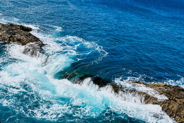 Landscape on the coast of the Atlantic Ocean in the town of Ajuy, Fuerteventura, Spain