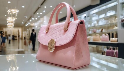 mulhouse france 24 december 2023 closeup of pink guess hand bag in a luxury fashion store showroom