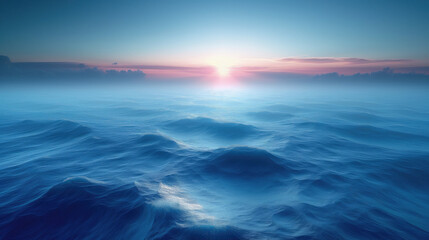 Obraz premium Beautiful seascape. Sunrise over the sea. Ocean's horizon blue background.