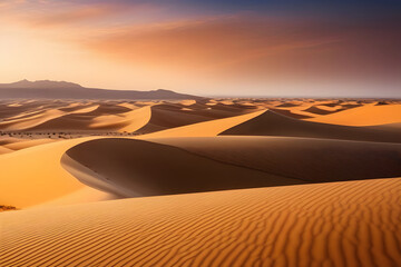 Fototapeta na wymiar Picturesque view of the desert. Beautiful light