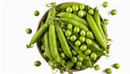 isolated sweet green peas top view white background image