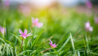 green grass flower in soft focus background