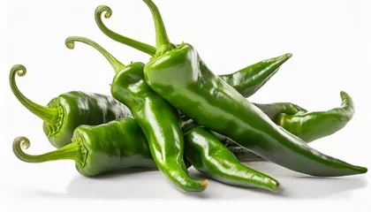 Zelfklevend Fotobehang isolated hot green chili peppers © Deanne